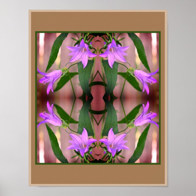 Affiche Fleurs Lys violettes délicates Miroir Abstrait (Devant)