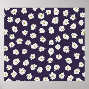 Affiche Fleurs marguerites : petit motif sans soudure.