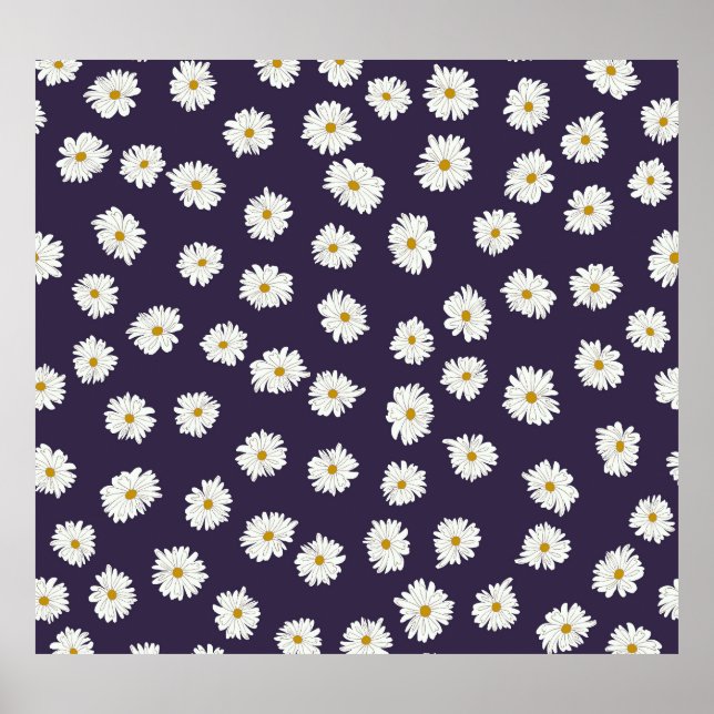 Affiche Fleurs marguerites : petit motif sans soudure. (Devant)