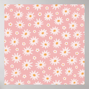 Affiche Fleurs marguerites sans couture motif. Fond floral