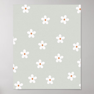 Affiche Fleurs marguerites vertes