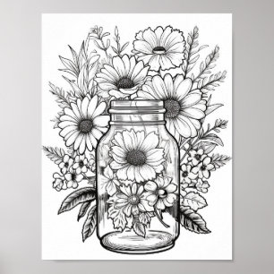 Affiche Fleurs Mélangées En Colorant Jar