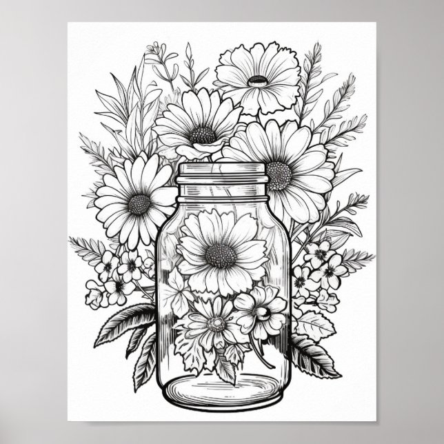 Affiche Fleurs Mélangées En Colorant Jar (Devant)