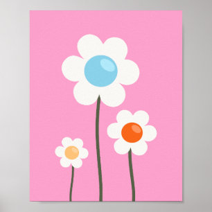 Affiche Fleurs mignonnes roses
