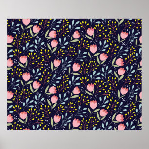 Affiche Fleurs mignonnes sans couture motif