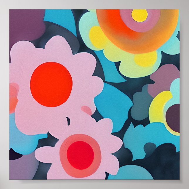 Affiche Fleurs mod rétro (Devant)