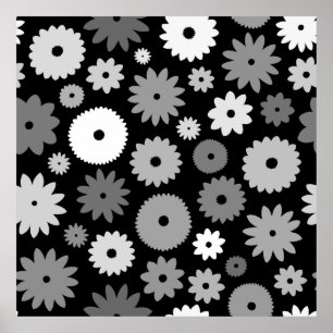 Affiche Fleurs monochromes grand motif