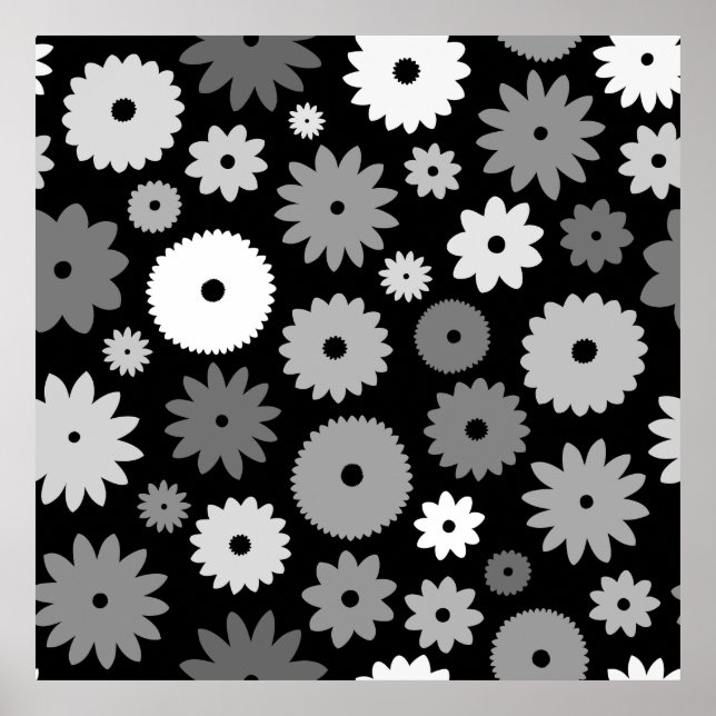 Affiche Fleurs monochromes grand motif (Devant)
