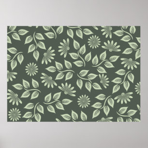 Affiche Fleurs motif vert printemps