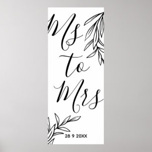 Affiche Fleurs Ms à Mrs enterrement de vie de jeune fille