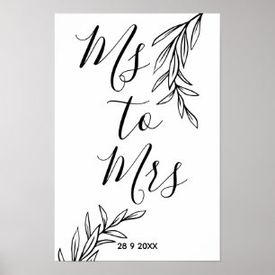 Affiche Fleurs Ms à Mrs enterrement de vie de jeune fille