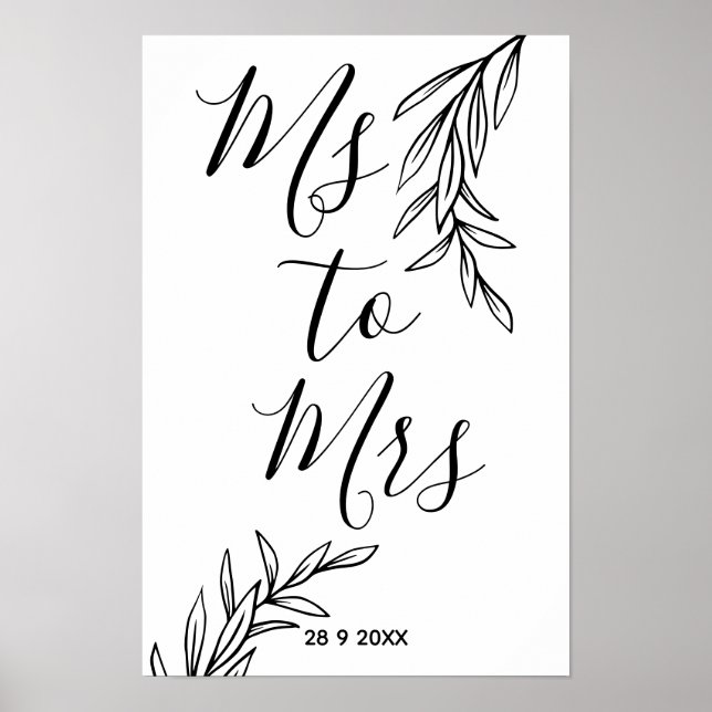 Affiche Fleurs Ms à Mrs enterrement de vie de jeune fille (Devant)