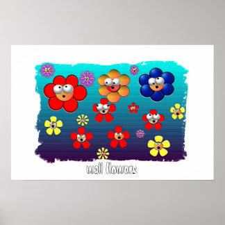 Affiche fleurs murales