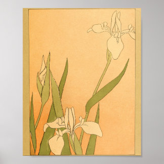 Affiche Fleurs murales japonaises vintages