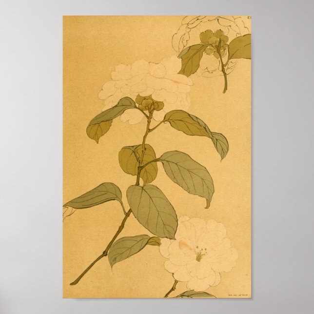 Affiche Fleurs murales japonaises vintages (Devant)