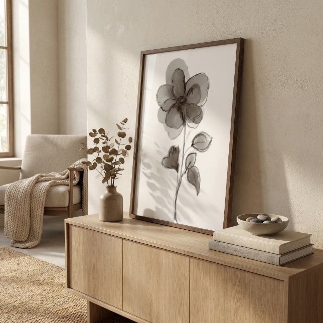 Affiche Fleurs noir et blanc esthétique élégant stylé (Créateur téléchargé)