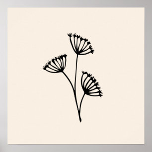 Affiche Fleurs noires minimales