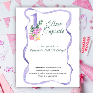 Affiche Fleurs Nombre Capsule Temporelle 1er anniversaire