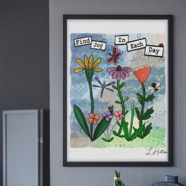 Affiche Fleurs, notes musicales et oeuvres d'art de la joi (Créateur téléchargé)