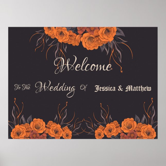 Affiche Fleurs orange Mariage élégant (Devant)