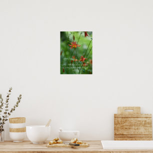Affiche Fleurs orange rêveuses avec citation d'Edgar Allan