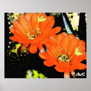 AFFICHE FLEURS ORANGES