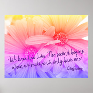 Affiche Fleurs pastel colorées Daisies Citation de Confuci