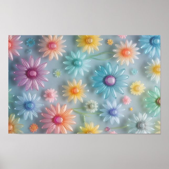 Affiche Fleurs pastel translucides gaies (Devant)