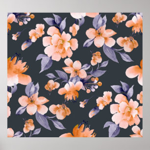 Affiche Fleurs peintes Arrière - plan sans couture
