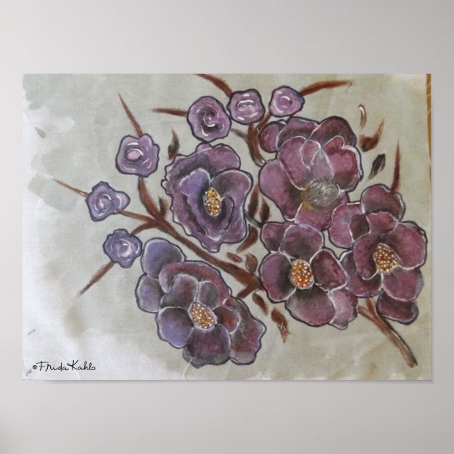 Affiche Fleurs peintes Frida Kahlo (Devant)
