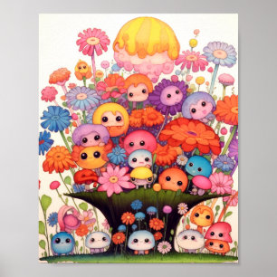 Affiche Fleurs personnalisées, colorées, mignonnes
