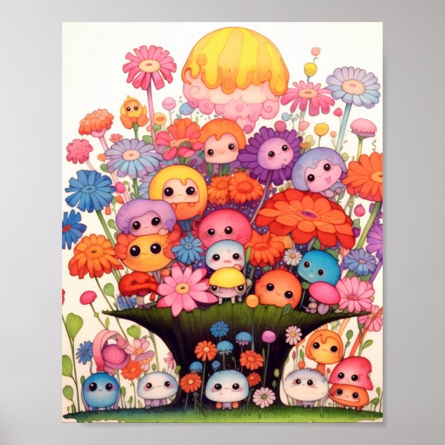 Affiche Fleurs personnalisées, colorées, mignonnes (Devant)