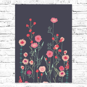 Affiche Fleurs Plymouth Boho foncé Floral