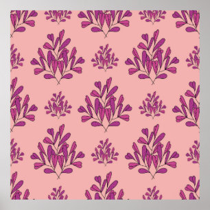 Affiche Fleurs pourpres sans couture vintage répétition ar