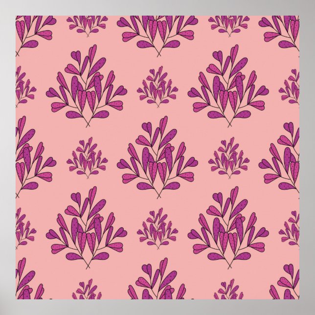 Affiche Fleurs pourpres sans couture vintage répétition ar (Devant)