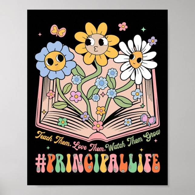 Affiche Fleurs principales rétro enseignez-leur les aimer  (Devant)