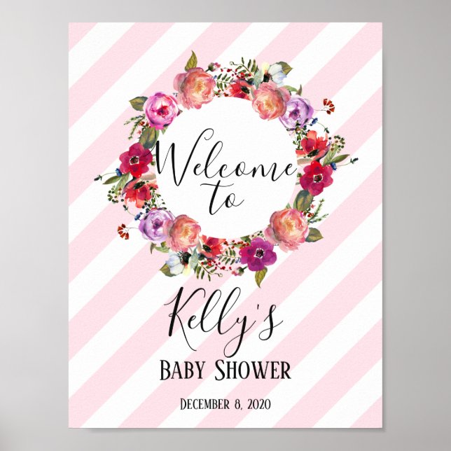 Affiche fleurs printanières, floral, panneau de bienvenue (Devant)