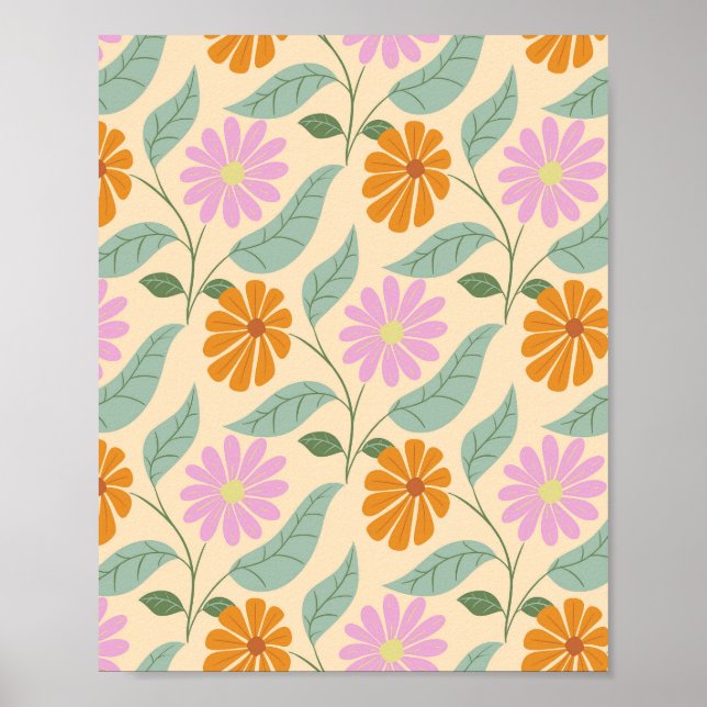 Affiche Fleurs printanières rétro (Devant)