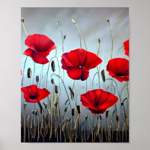 Affiche Fleurs Red Poppies Art