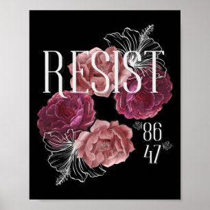 Affiche Fleurs Résister Pas Mon Président 86 47 Anti-trump