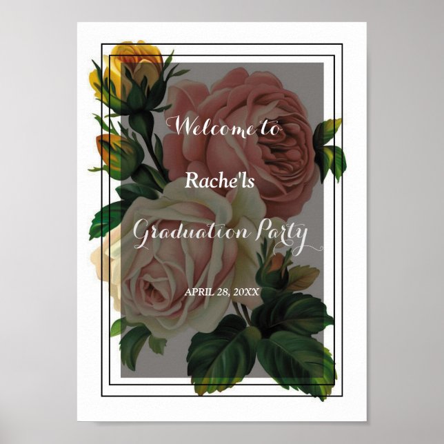 Affiche Fleurs romantiques Graduation (Devant)