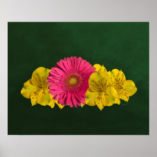 Affiche Fleurs rose et jaune vif Imprimer