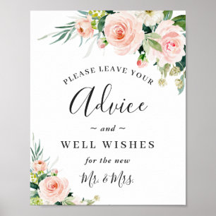 Affiche Fleurs rose vif Conseil et bien souhaits Mariage