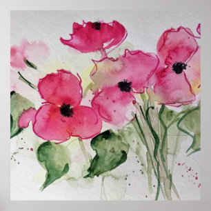 Affiche Fleurs roses