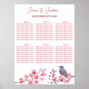 Affiche Fleurs roses Aquarelle Mariage féminine