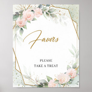 Affiche Fleurs roses bohèmes, verdure et enseigne de cadea