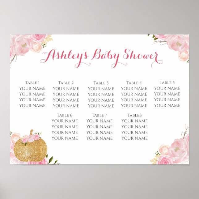 Affiche fleurs roses Carte de siège (Devant)