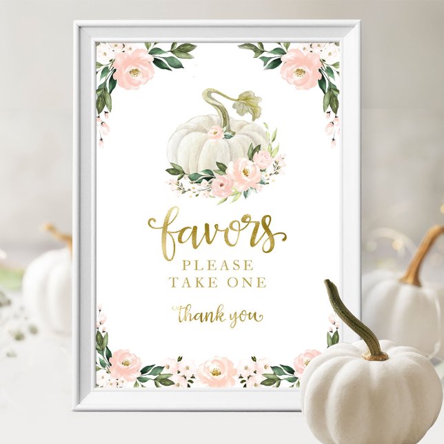Affiche Fleurs roses Chute Citrouille Faveur Baby shower S (Créateur téléchargé)