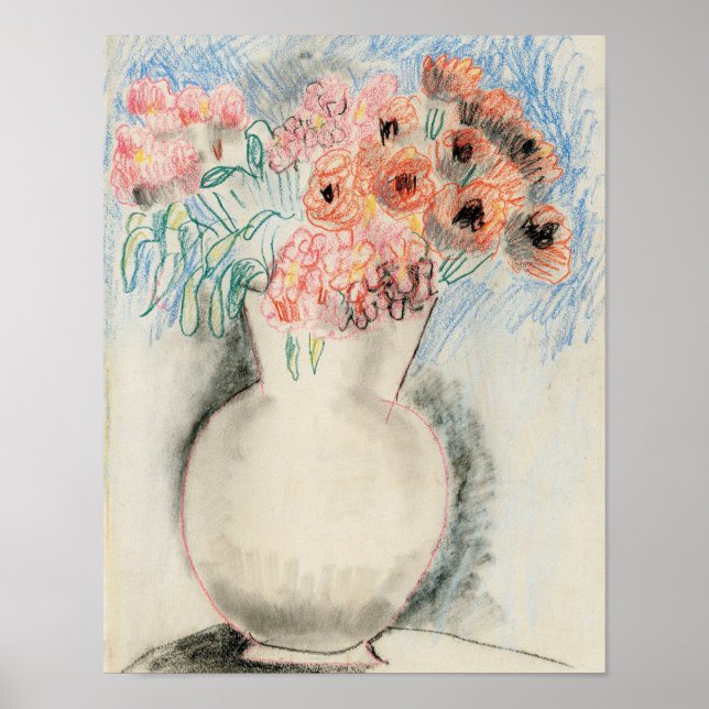 Affiche Fleurs roses dans un vase | Christopher Wood (Devant)