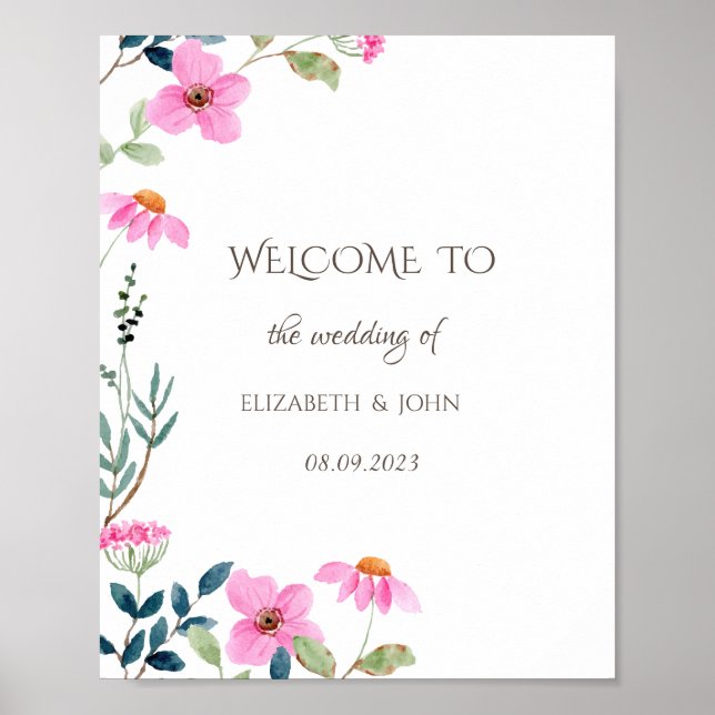 Affiche Fleurs Roses de Jardin (Devant)